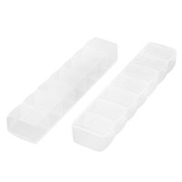 uxcell® Number Print Travel Rectangle 7 Compartments Pills Storage Box Case 2pcs Clear