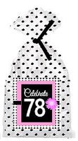 CakeSupplyShop Item#PGB-079 Happy 78th Birthday Pink w. Black Polka Dot Party Favor Bags with Ties -12pk