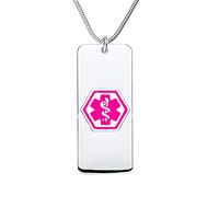 Divoti Custom Engraved 316L Classic Superior Medical Alert Necklace, Medical ID Necklace Women, Medical Pendant Tag w/Free Engraving-24 in Snake Chain-Violet