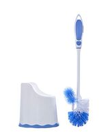 Superio Toilet Brush and Holder, Toilet Scrub Brush Bowl Cleaner Scrubbing Wand, Under Rim Lip Brush and Storage Caddy for Easy Bathroom Cleaning (Blue)