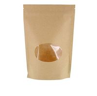 SumDirect Kraft Paper Bags Zip Lock,Stand-up Reusable Sealing Pouches with Transparent Window and Tear Notch for Storing,Cookie,Dried Foods,Snack,7x10 inches,35oz,Pack of 50