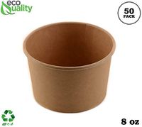 8 oz Disposable Kraft Paper Soup Containers [50 PACK] - Half Pint Ice Cream Containers, Frozen Yogurt Cups, Restaurant, Microwavable, Take out, Food Storage, Recyclable