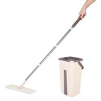 KSTE Mop Bucket Set - PP + Stainless Steel + Fiber Mop Bucket System, 2 in 1 Flat Bucket Mop Set, Floor Cleaner Mop, Bucket Mop System for Floor Cleaning