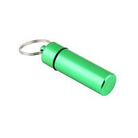 Detectorcatty Mini Portable Waterproof Pill Shape Aluminum Alloy Pill Box Case Bottle Cache Drug Holder Container with Keychain