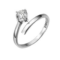 Heyu-Lotus Remarkable 925 Sterling Silver White Rhinestone Inlay Opening Adjustable Couple Lover Rings Charm Jewelry Effective(None Adjustable)