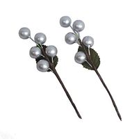 Riverbyland 3.5" Christmas Gift Wrapping Artificial Berries Silver 20 PCS