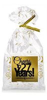 CakeSupplyShop Item#027CTC 27th Birthday/Anniversary Cheers Metallic Gold & Gold Swirl Party Favor Bags with Twist Ties