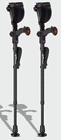 Ergobaum Jr. Forearm Crutches with Shock Absorbers for Users 3'9'' to 5' in Height, with Ergonomic Handle Grips, All-Terrain Ultralite Non-Slip Rubber Tips, Knee-Rest Platforms, LED Light (Black)