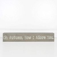 22" X 3.5" X 1.5" Wood Brick (Oh Autumn, How I Adore.) Gray/White – 60135