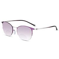 CAOXN Women Bifocal Reading Glasses Magnifier Female Look Near Far Gradient Lens Vintage Big Frame Presbyopic Sunglasses,+2.50