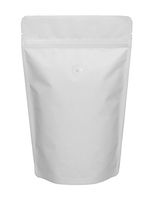BAP 50 Pack 16 oz Matte White Stand Up Pouch with Valve for Coffee