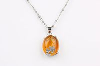 Silver Rose Incrustation Handmade Glass Essential Oil Diffuser Necklace (Amber)