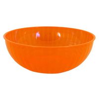 Party Essentials Heavy Duty Brights Plastic Large Serving Bowl, 192-Ounce Capacity, Neon Orange (Case of 6)