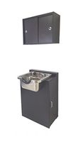 Stainless Steel Brushed Shampoo Bowl Floor & Towel Cabinet Package