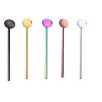 IETONE 5 Pieces Fashion Bar Drinking Round Shape Stainless Steel Straw Spoon, the Ultimate Two-In-One Kitchen Utensil Perfect for Cereal, Smoothies