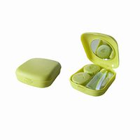 Contact Lens Case, 2 Pack Portable Contact Lens Box Kit with Mirror, Compact Soak Storage Kit for Travel (Green)