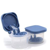 Travel Contact Lens Case Automatic take-up Box Lens Case Double Auto Up Box Flip-Top Tight Lid Case(Optional 6 Color) (Dark Blue&Transparent Color)