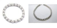 White and Crystal Magnetic Bracelet and Necklace Set (Large)