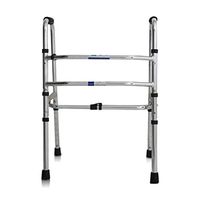 Seat & Roller Bar Covers Walker Adjustable Exercise Child Walker Folding Easy to Carry Old Man Walking Stick Good Helper Disabled Walking Stand Gift (Color : Silver, Size : 43-50cm)