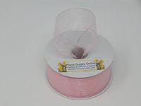 #9 Wired Edge Sheer Organza Ribbon for Floral, Fashion, Craft, Scrapbooking, Gift Wrapping, Hair Bows, Wedding, Baby Shower, and Decorating Projects. (1-1/2 Inch x 25 Yard, Pink)
