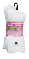 J.T. Foote - Non Binding Diabetic Socks Crew Ladies 3pk - White Size 9-11