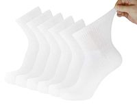 6 Pack of Small Size Mens Diabetic Quarter Length Athletic Sport Ankle Socks (White, 9-11)