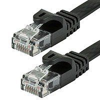 50FT 24AWG Cat5e 350MHz UTP Flat Ethernet Bare Copper Network Cable - Black