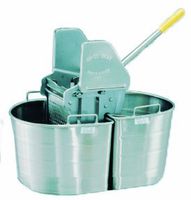 Royce Rolls Stainless Steel Two 5-Gallon Half-Oval Double Tank Set with 16-24 oz. Mop Wringer - #210R