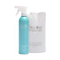 ThreeMain Reusable Aluminum Bottle with Multi-Surface Refill Pouch - All Purpose, Hypoallergenic, Eco-Friendly, Non-Toxic, Pet-Friendly, Biodegradable - Organic Lemon Oil Scent, 16 Ounces (1 Count)