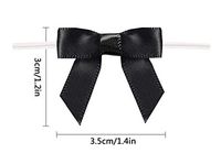 Black Gift Bows,Twist Tie Bows for Bakery Candy Lollipop Cello Bag(50 Pack)