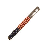 Shallus Pens Hand Made Stars & Stripes Wood Inlay with Black Titanium, Free Ink Refills for Life!