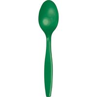 Club Pack of 600 Emerald Green Premium Heavy-Duty Plastic Party Spoons