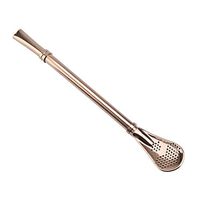 Multi function Drinking Straw, 4 in 1 Design Beverage Straw Tea Filter stirring rod and Fruit Spoon Made of 304 Stainless Steel Food Safety and Easy Maintain for Home Office Cafes Bar (Rose Gold)