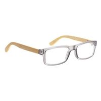 Reading Glasses Spring Hinges Vintage Fashion Wood-Grain Printed Arms Readers for Men and Women (Gray, 1.75)