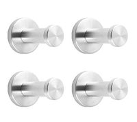NELXULAS Brushed Stainless Steel Short Bath Towel Hooks Single Super Heavy Duty Wall Mount Hook, Fit for Bedroom,Living Room, Bathroom and Fitting Room, Office,Set of 4 in Pack (2", 4 PCS)