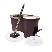 Spin Mop Bucket with Wringer Send 2 Microfiber Heads,Spinning and Bucket Cleaning Set Pedal Type Household Coffee Color