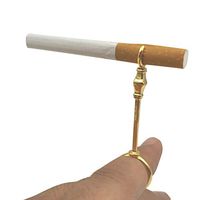 Olpchee Hands Free Cigarette Holder Ring Elegant Lady Smoker Queen's Scepter Shape Smoking Holder (Golden, S 16mm)