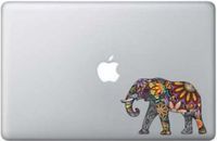 Colorful Floral Elephant - 5 Inch - Apple Macbook Laptop Decal