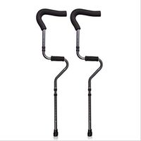 Aisson Adjustable Folding Crutch, Metallic Grey - Universal Size 4'11" - 6'2" Durable Ergonomic Design and Comfort Handles, Folding for Travel and Storage,Black