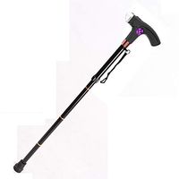GOFEI Multi-Function Elderly Crutches, Smart Radio Alarm Aluminum Walking Stick, Adjustable LED Light Non-Slip Telescopic Walking Stick