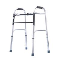 LBSX Folding 2 Button No Wheels Trading Walker Walking Aids Cane Chair Elderly Armrests Four Feet Stability