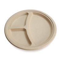 Earth's Natural Alternative Eco-Friendly, Natural Compostable Plant Fiber 10" 3-Compartment Plate, 50 Pack