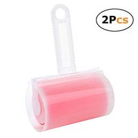 In kds Sticky Lint Roller Pet Hair Remover Easy to Remove Sheets Brush Reusable Washable 2 Pcs (Pink)