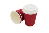 Premium Disposable Coffee Cups with Lids | Red 12 oz Cups (50 Count) | Amazing Heat Retention No Sleeve Needed | Eco Friendly To Go Paper Coffee Cups | Proven Robust Design Guaranteed Leak-Proof
