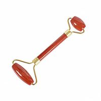 Asingeloo Roller Anti Aging Natural Stone Roller Therapy 100% Natural Stone Facial Roller Double Head Neck Healing Slimming Massager (Red Jasper, Double Head)