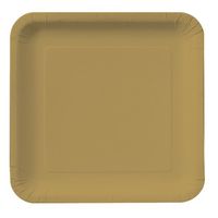 Creative Converting Touch of Color 18 Count Square Paper Dinner Plates, Glittering Gold