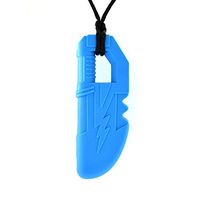 Quell-O Thunder Blade Sensory Chew Necklace - Tough - Jumbo Large Chewelry for Mild Chewers (Blue)