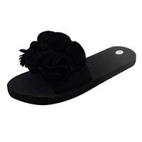 Emimarol Women's Shoes Summer Fashion Slippers Flowers Bow Wedges Flip Flops Non-Slip Clip Toe Beach Slippers Black