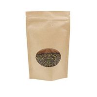 Kxtffeect 50Pcs Natural Kraft Zip Lock Stand Up Bags Pouches with Window for Candy Dried Fruits, Tea Nut Cookie and Snack (10.24 x 7.09 inch)