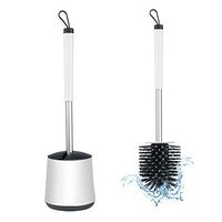 Stylish Toilet Brush and Holder AutomaticToilet Bowl Cleaner Brush Bathroom Toilet Brush Set Upgraded Modern Design with Soft Bristle. Silicone Toilet Bowl Brush。White